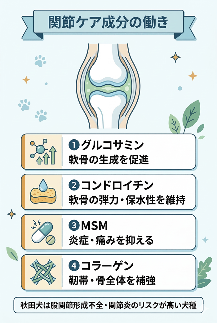 秋田犬の胃捻転を防ぐ給餌の5つのコツ：分割給餌・食器台の使用・食後の運動禁止・大量飲水を避ける・少量給餌の図解