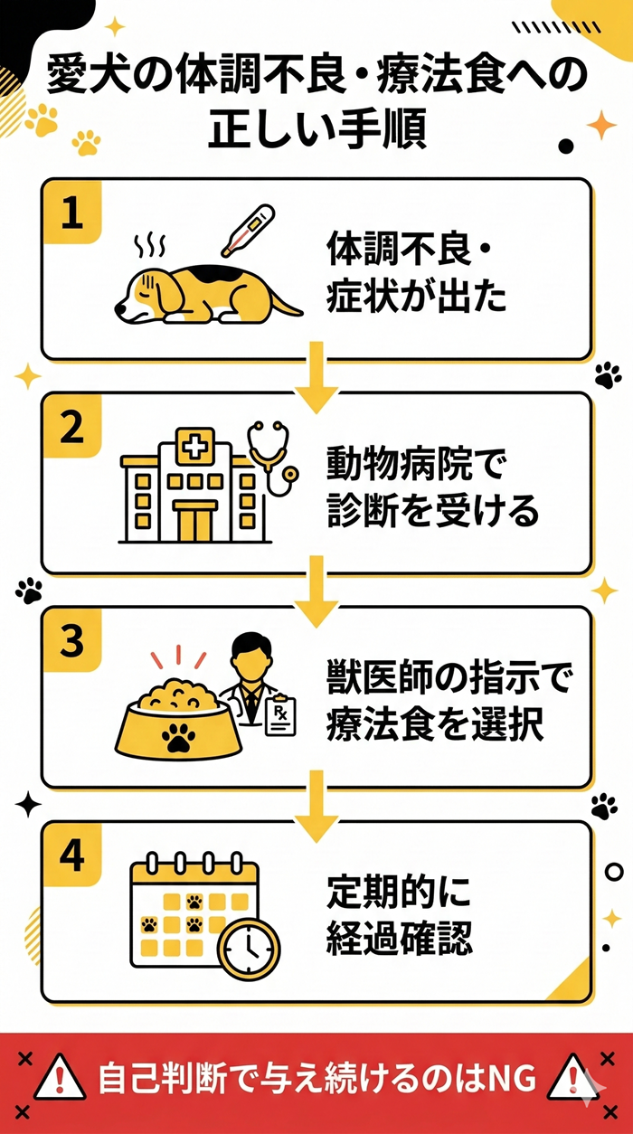 療法食使用の注意フロー