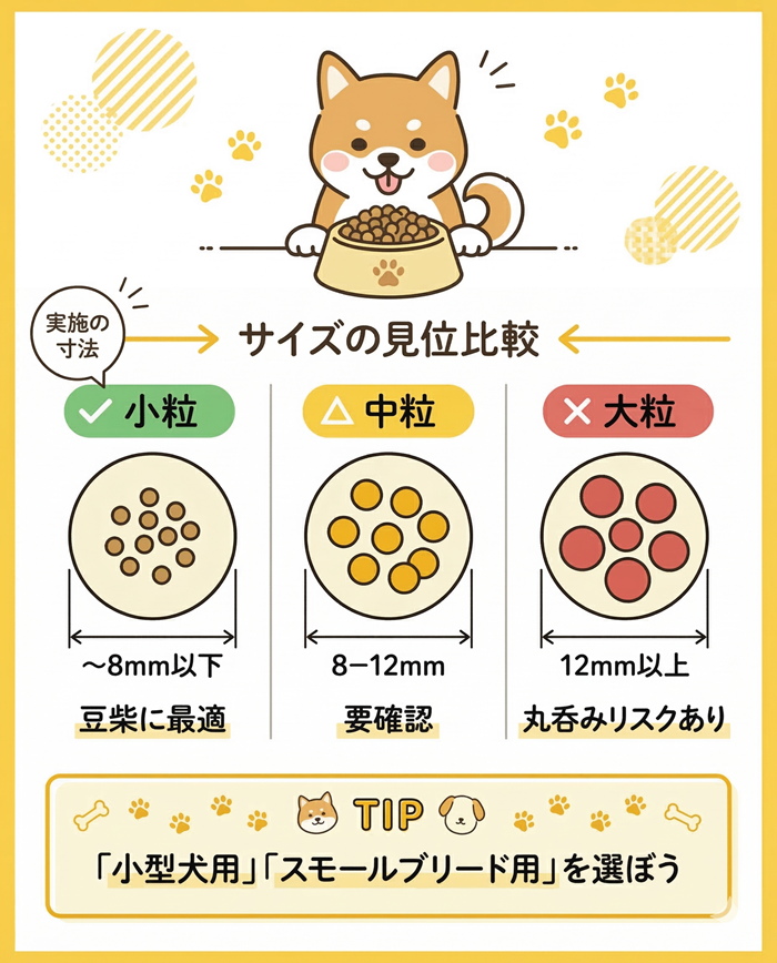 豆柴に適したドッグフードの粒サイズ比較